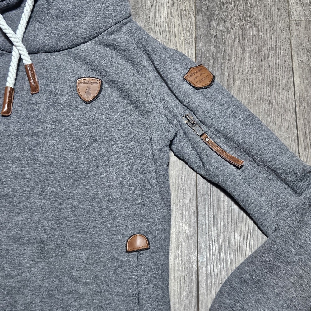 Wanakome Artemis Cowl Neck Hoodie Women's Medium Gray Pullover Sweatshirt Sherpa - Picture 4 of 10